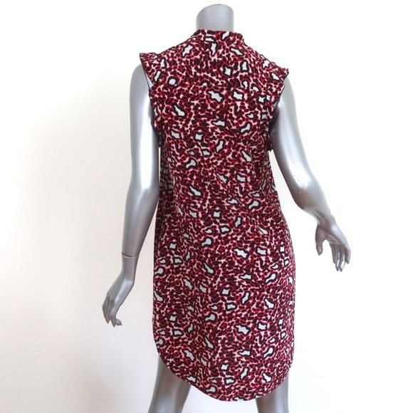 STELLA MCCARTNEY SLEEVELESS MINI DRESS RED/WHITE LEOPARD PRINT SILK SIZE 36 - Picture 5 of 9